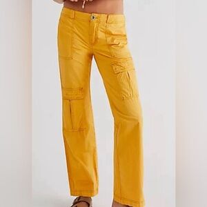 Mustard yellow free people cargo pants NWT